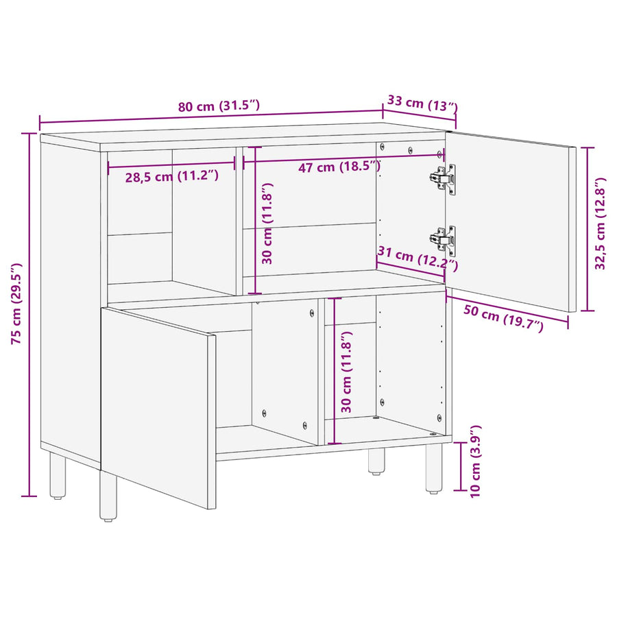Dressoir Effen Acacia Bruine Afwerking Acacia bruin afwerking