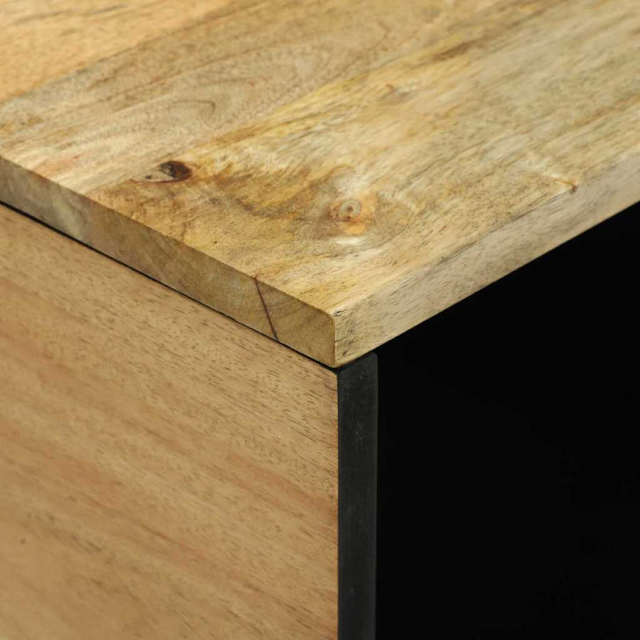 Salontafels met plank Geometrisch met opslag met de deur Bruin 80 x 50 x 40 cm massief mangohout