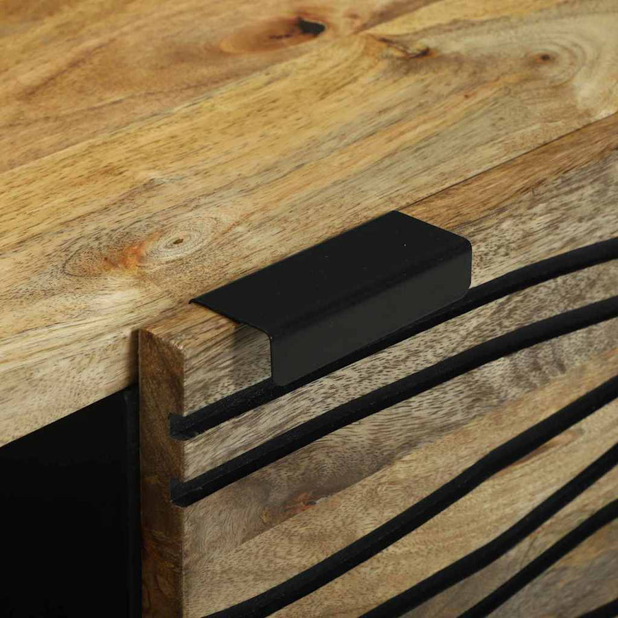 Salontafels met plank Geometrisch met opslag met de deur Bruin 80 x 50 x 40 cm massief mangohout