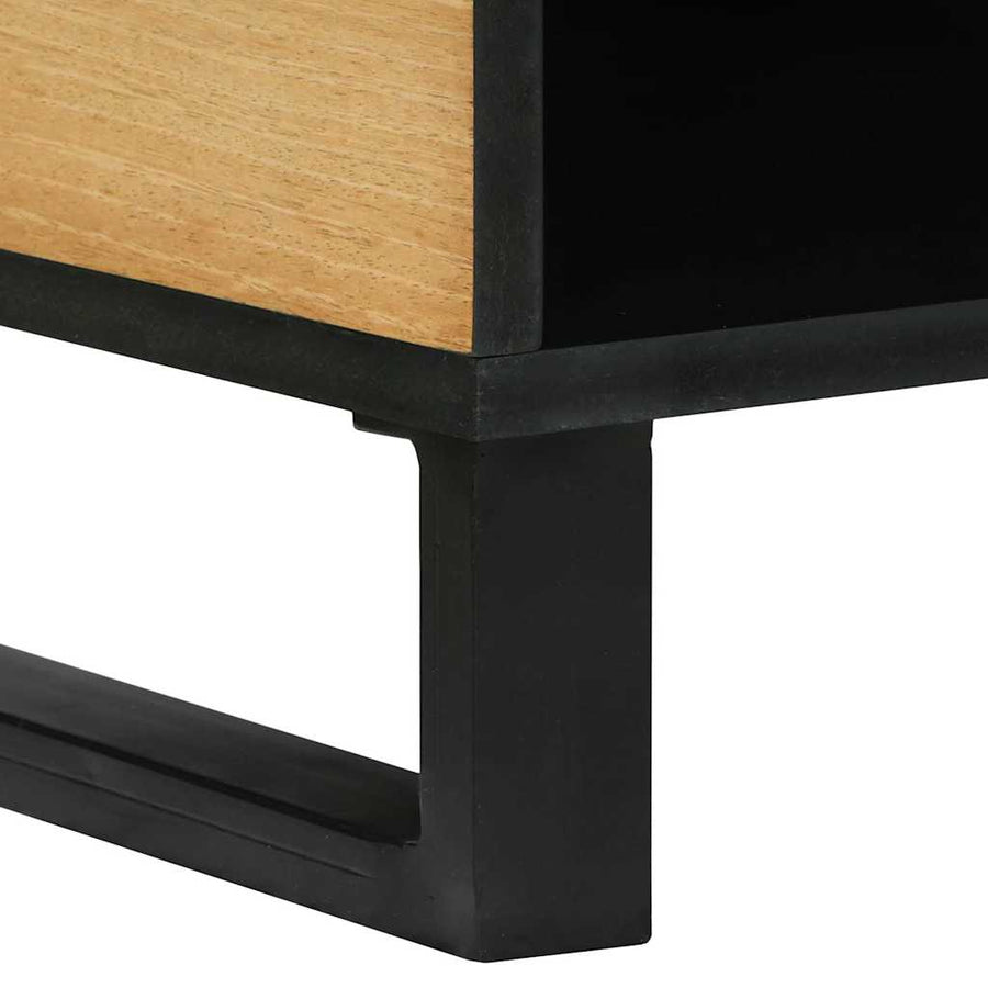 Salontafels met plank Geometrisch met opslag met de deur Bruin 80 x 50 x 40 cm massief mangohout