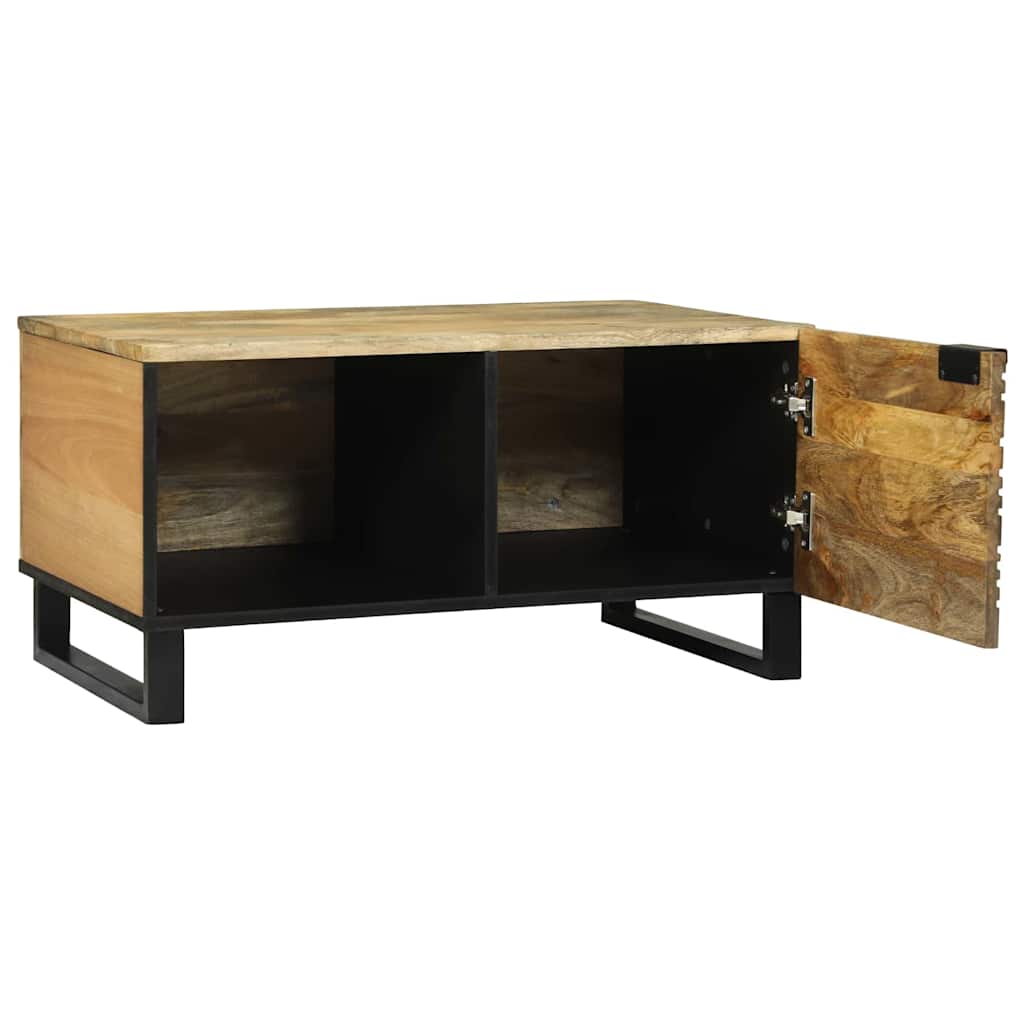 Salontafels met plank Geometrisch met opslag met de deur Bruin 80 x 50 x 40 cm massief mangohout
