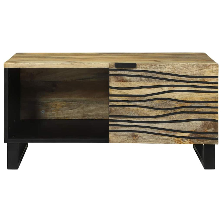Salontafels met plank Geometrisch met opslag met de deur Bruin 80 x 50 x 40 cm massief mangohout