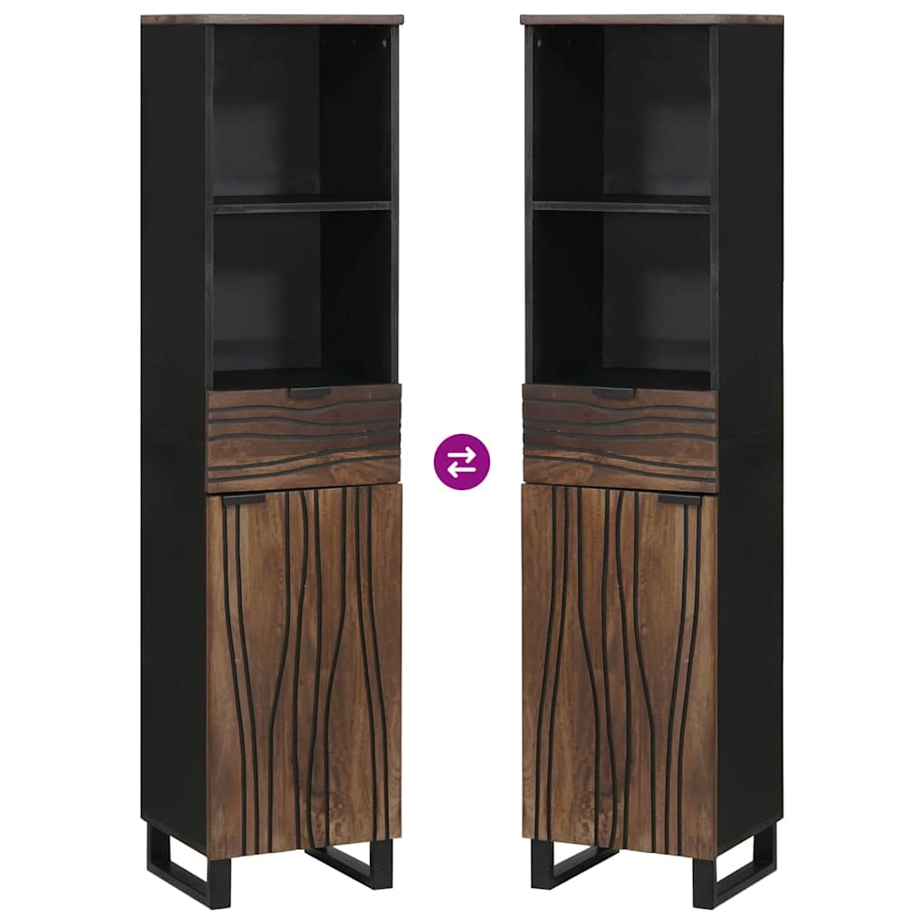 Badkamermeubelsets met lade met plank Gestreept met opslag met de deur Bruin 38 x 33 x 160 cm