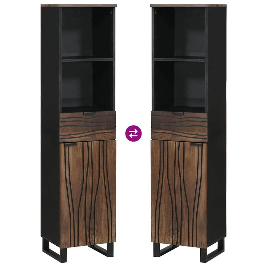 Badkamermeubelsets met lade met plank Gestreept met opslag met de deur Bruin 38 x 33 x 160 cm