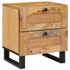 Bedside Table with Drawer Natural 40 x 33 x 46 cm Solid Mango Wood