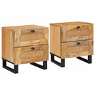 Bedside table 2 pcs Natural 40 x 33 x 46 cm Solid Mango Wood