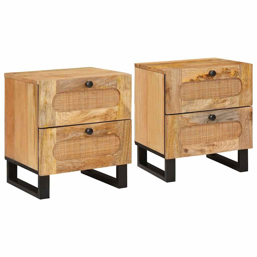 Nachtkastje 2 pcs Naturel 40 x 33,5 x 46 cm Massief Mango Hout
