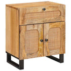 Bedside Table with Drawer Natural 50 x 33 x 60 cm Solid Mango Wood