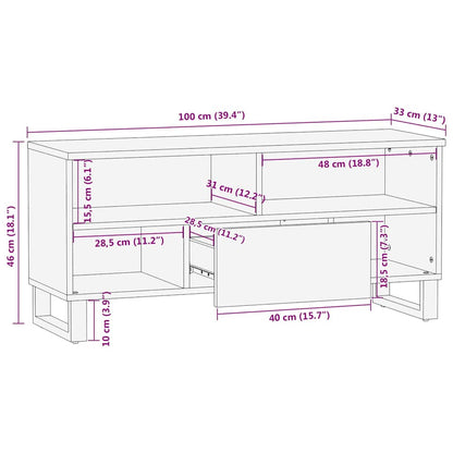 TV-kast met lade Bruin 100 x 33,5 x 46 cm Massief Mango Hout