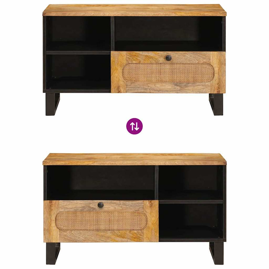 Tv-Kast Met Lade Bruin 80 X 33,5 X 46 Cm Massief Mango Hout