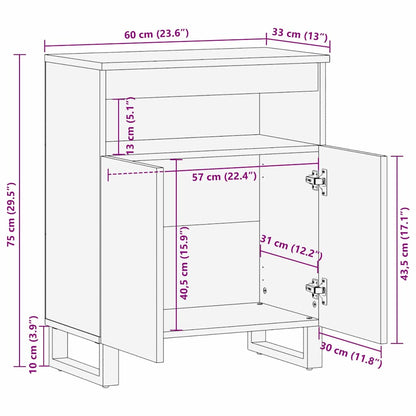 Dressoir met opslag Bruin 60 x 33,5 x 75 cm Massief Mango Hout