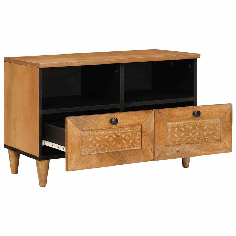 TV-kast met lade Lichtbruin 70 x 33 x 46 cm massief mangohout