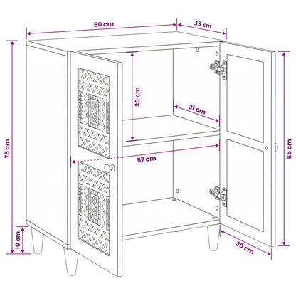 Dressoir Lichtbruin 60 x 33 x 75 cm massief mangohout