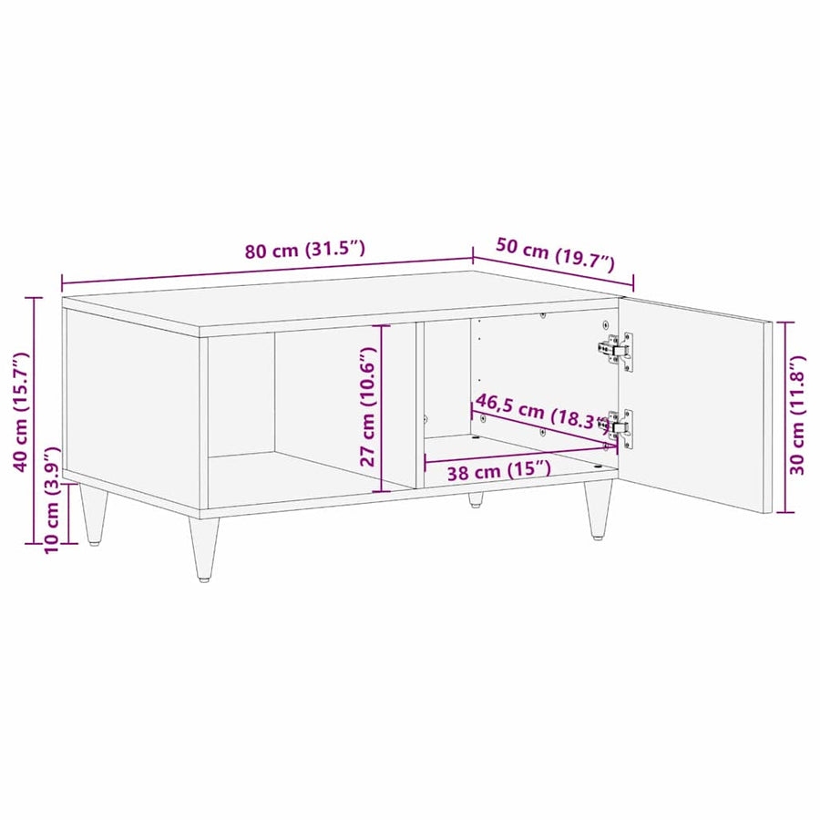 Salontafel Licht Bruin 80 x 50 x 40 cm Massief acaciahout