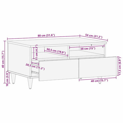 Salontafel Licht Bruin 80 x 54 x 40 cm Massief acaciahout
