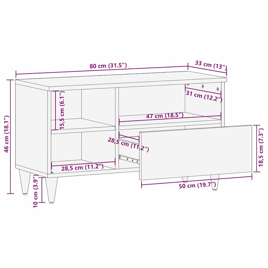 TV Eenheden met lade Licht Bruin 80 x 33 x 46 cm Bewerkt hout