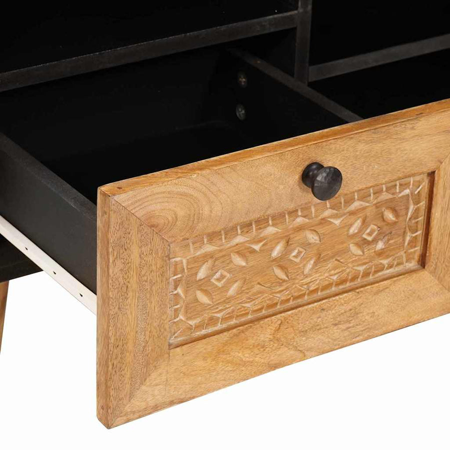 TV-kast met lade Lichtbruin 100 x 33 x 46 cm massief mangohout