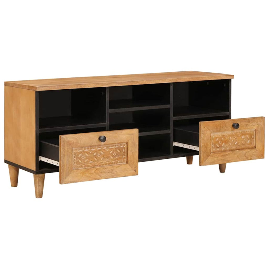 TV-kast met lade Lichtbruin 100 x 33 x 46 cm massief mangohout