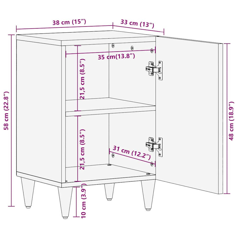 Badkamer Kast Lichtbruin 38 x 33.5 x 160 cm Massief Mango Hout