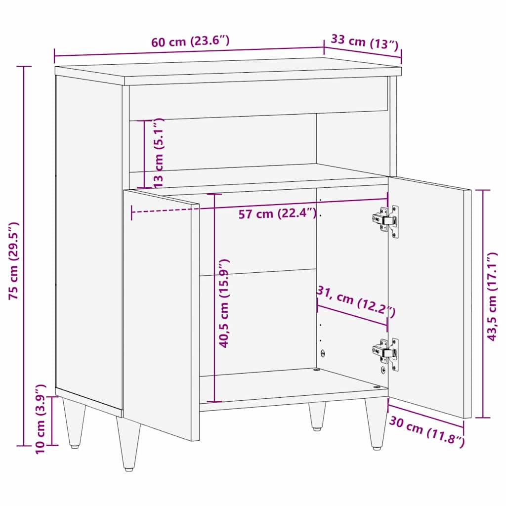 Dressoir Lichtbruin 33.5 x 60 x 75 cm