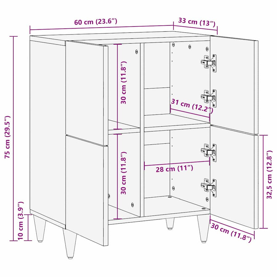 Dressoir Lichtbruin 33.5 x 60 x 75 cm