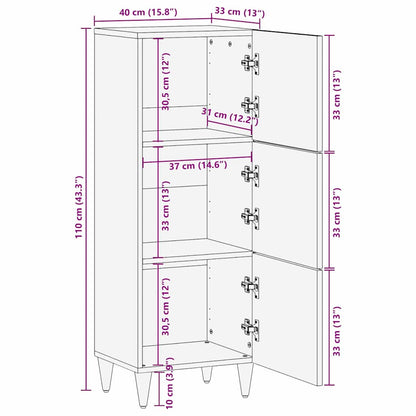 Highboard Lichtbruin 40 x 33 x 110 cm massief mangohout