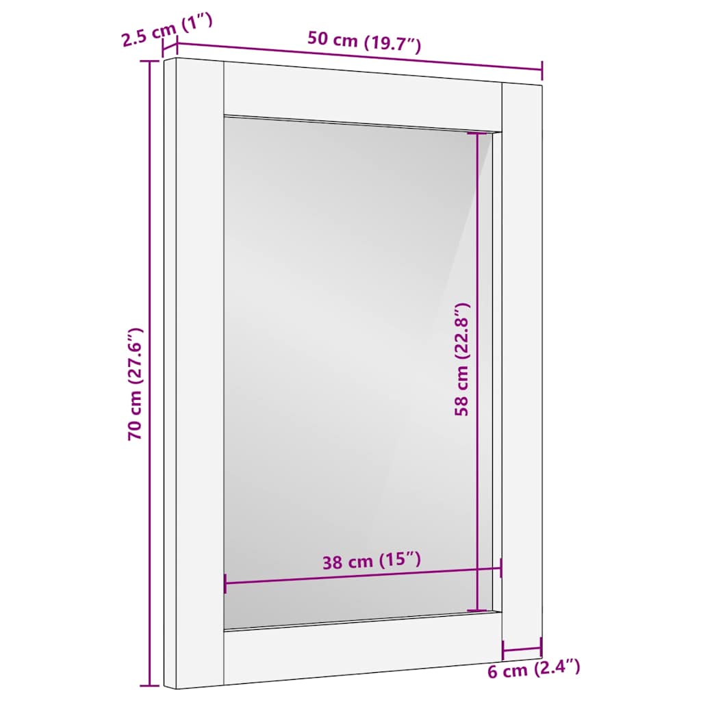 Badkamer Spiegel met spiegel Licht Bruin 70 x 50 x 2,5 cm