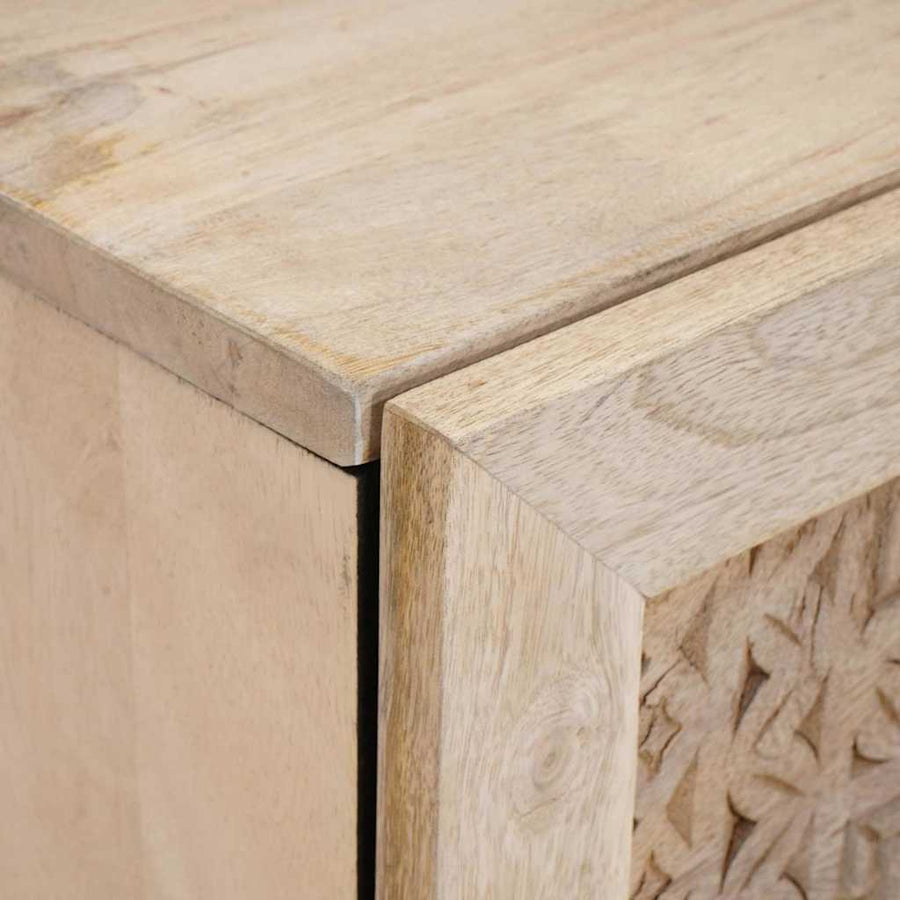 Nachtkastje Beige 40 x 33 x 46 cm Massief acaciahout