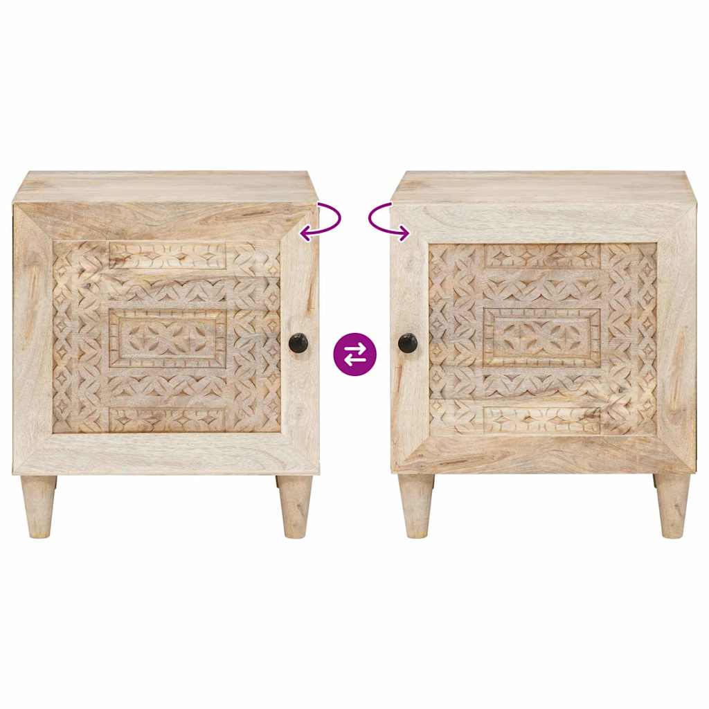 Nachtkastje Beige 40 x 33 x 46 cm Massief acaciahout