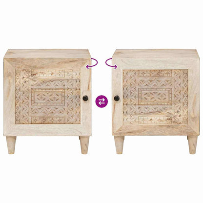 Nachtkastje Beige 40 x 33 x 46 cm Massief acaciahout