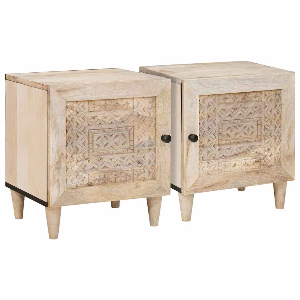 Nachtkastje 2 pcs Beige 40 x 33 x 46 cm Massief acaciahout