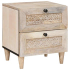 Nachtkastje massief acaciahout 40x33x46 cm beige