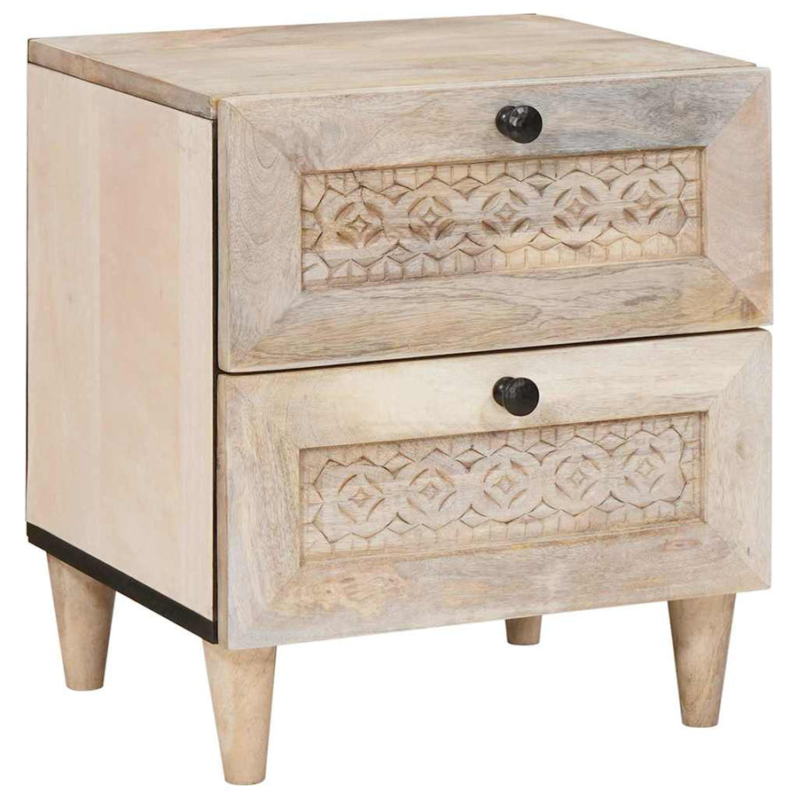 Nachtkastje met lade Beige 40 x 33 x 46 cm Massief acaciahout