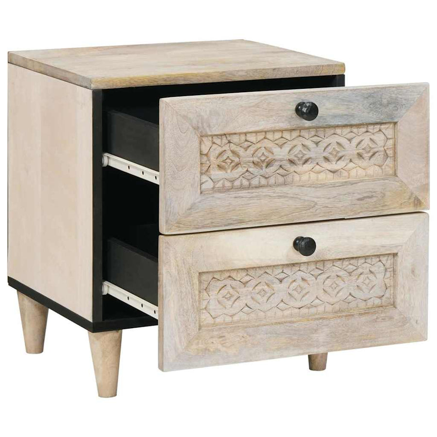 Nachtkastje met lade Beige 40 x 33 x 46 cm Massief acaciahout