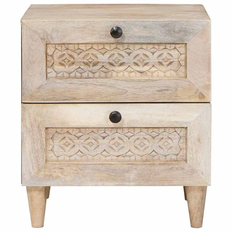 Nachtkastje met lade Beige 40 x 33 x 46 cm Massief acaciahout