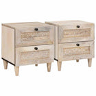 Nachtkastje massief acaciahout 40x33x46 cm beige