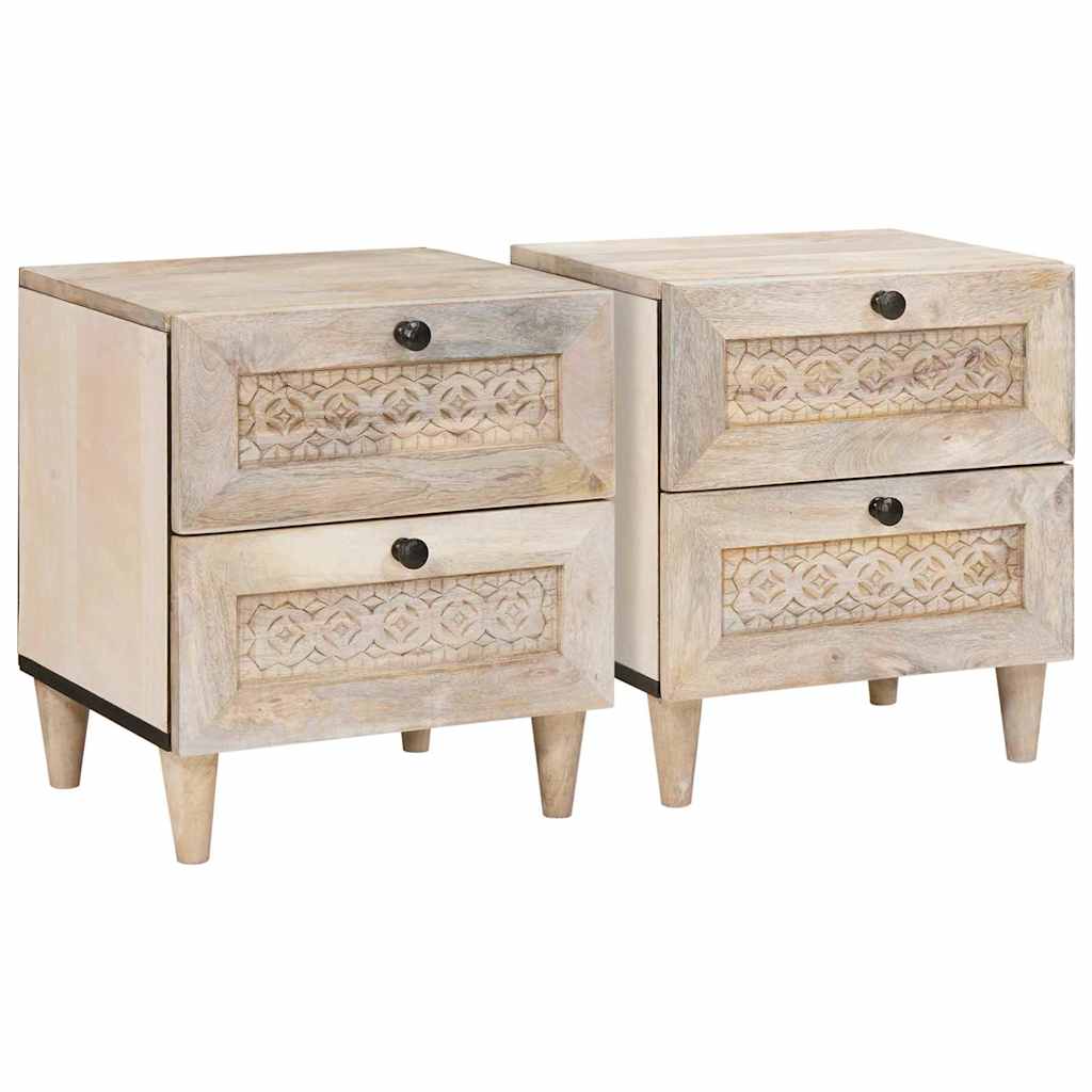 Nachtkastje 2 pcs Beige 40 x 33 x 46 cm Massief acaciahout