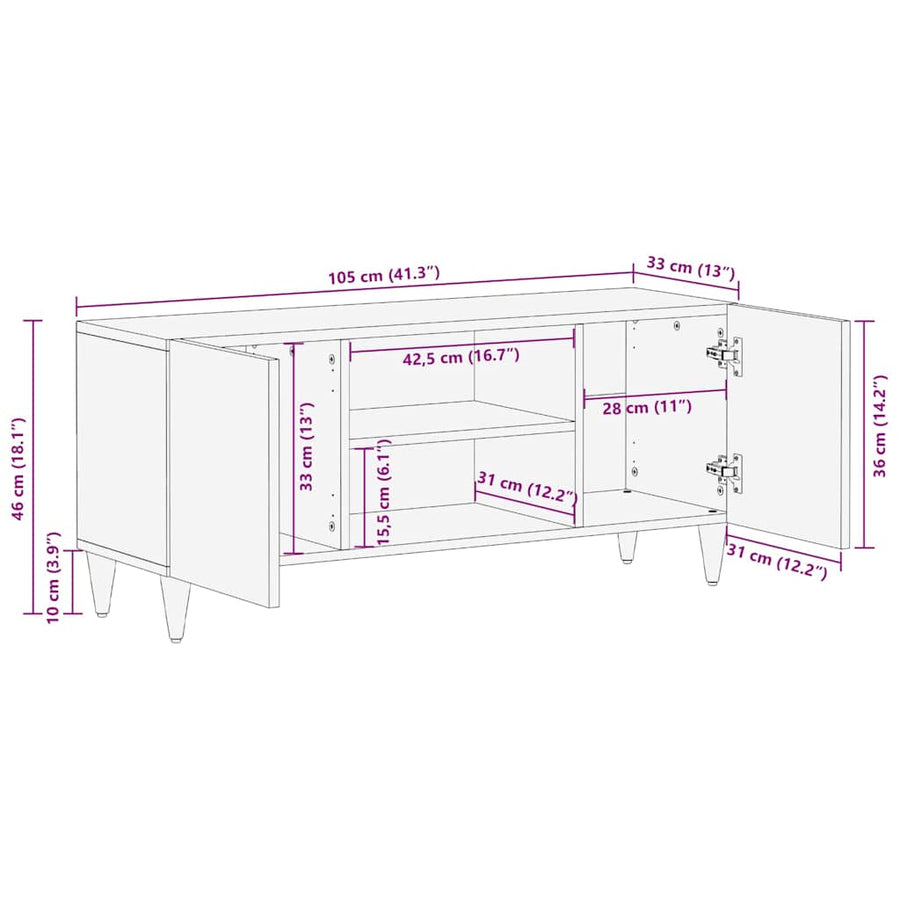 TV Eenheden met plank Wit 105 x 33 x 46 cm Bewerkt hout