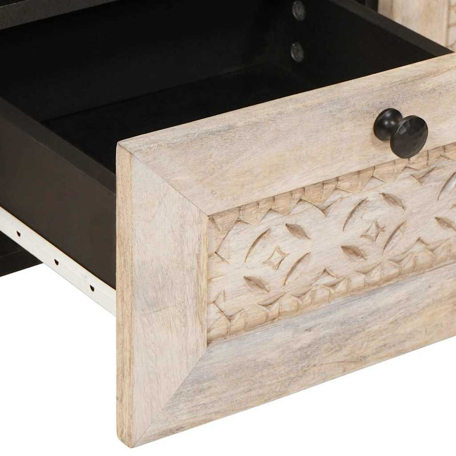 TV-kast met lade Wit 70 x 33 x 46 cm massief mangohout