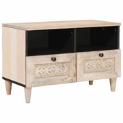 TV-meubel 70x33x46 cm massief mangohout wit