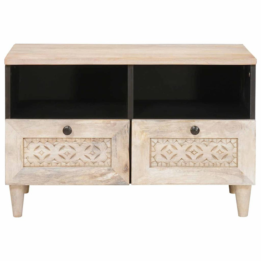 TV-kast met lade Wit 70 x 33 x 46 cm massief mangohout