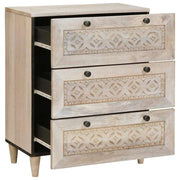 Dressoir massief mangohout wit 60x33x75 cm