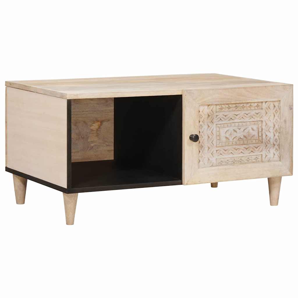 Salontafel met plank Beige 80 x 50 x 40 cm Massief acaciahout