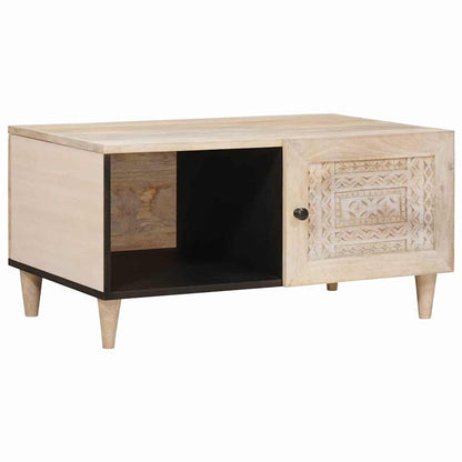 Salontafel met plank Beige 80 x 50 x 40 cm Massief acaciahout