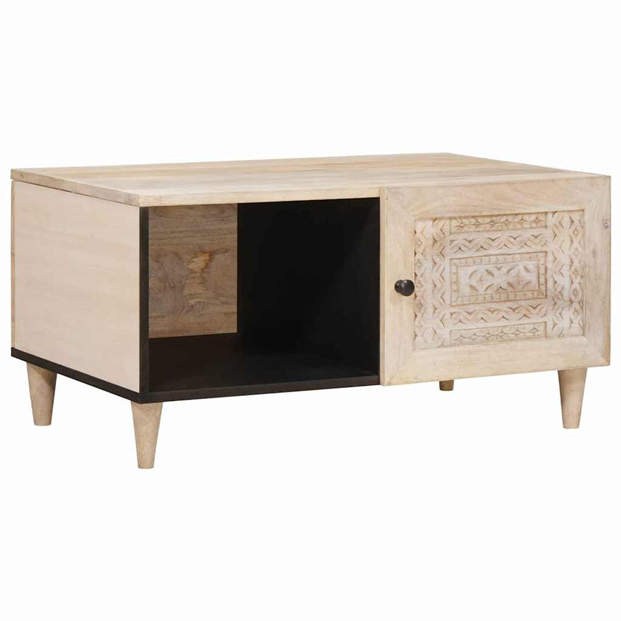 Salontafel met plank Beige 80 x 50 x 40 cm Massief acaciahout