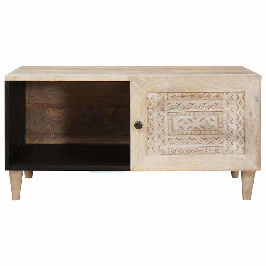 Salontafel met plank Beige 80 x 50 x 40 cm Massief acaciahout