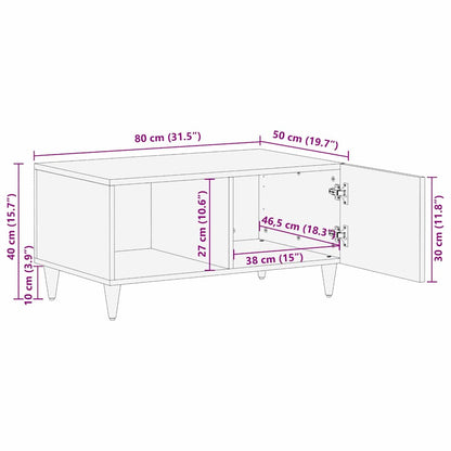 Salontafel met plank Beige 80 x 50 x 40 cm Massief acaciahout