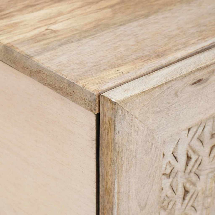 Salontafel met opslag Beige 80 x 50 x 40 cm Massief acaciahout
