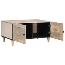 Salontafel met opslag Beige 80 x 50 x 40 cm Massief acaciahout