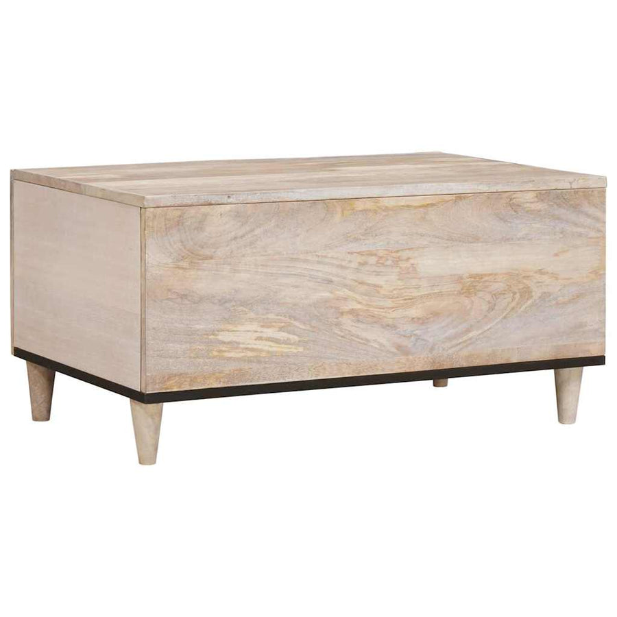 Salontafel met opslag Beige 80 x 50 x 40 cm Massief acaciahout